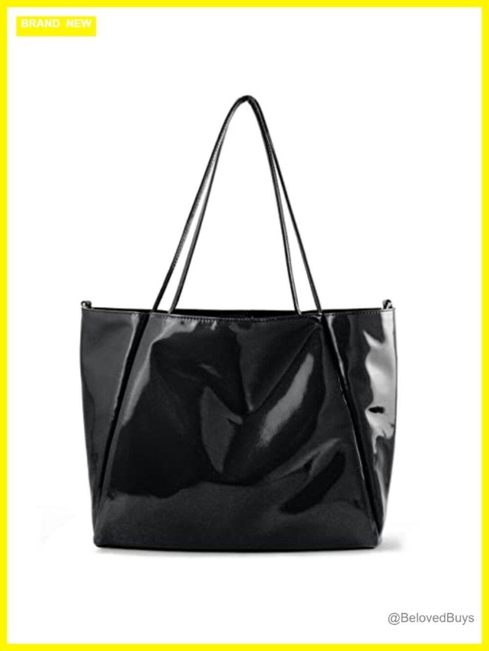 Patent Faux Leather Tote Convertible Bucket Purse with Magnetic Snap